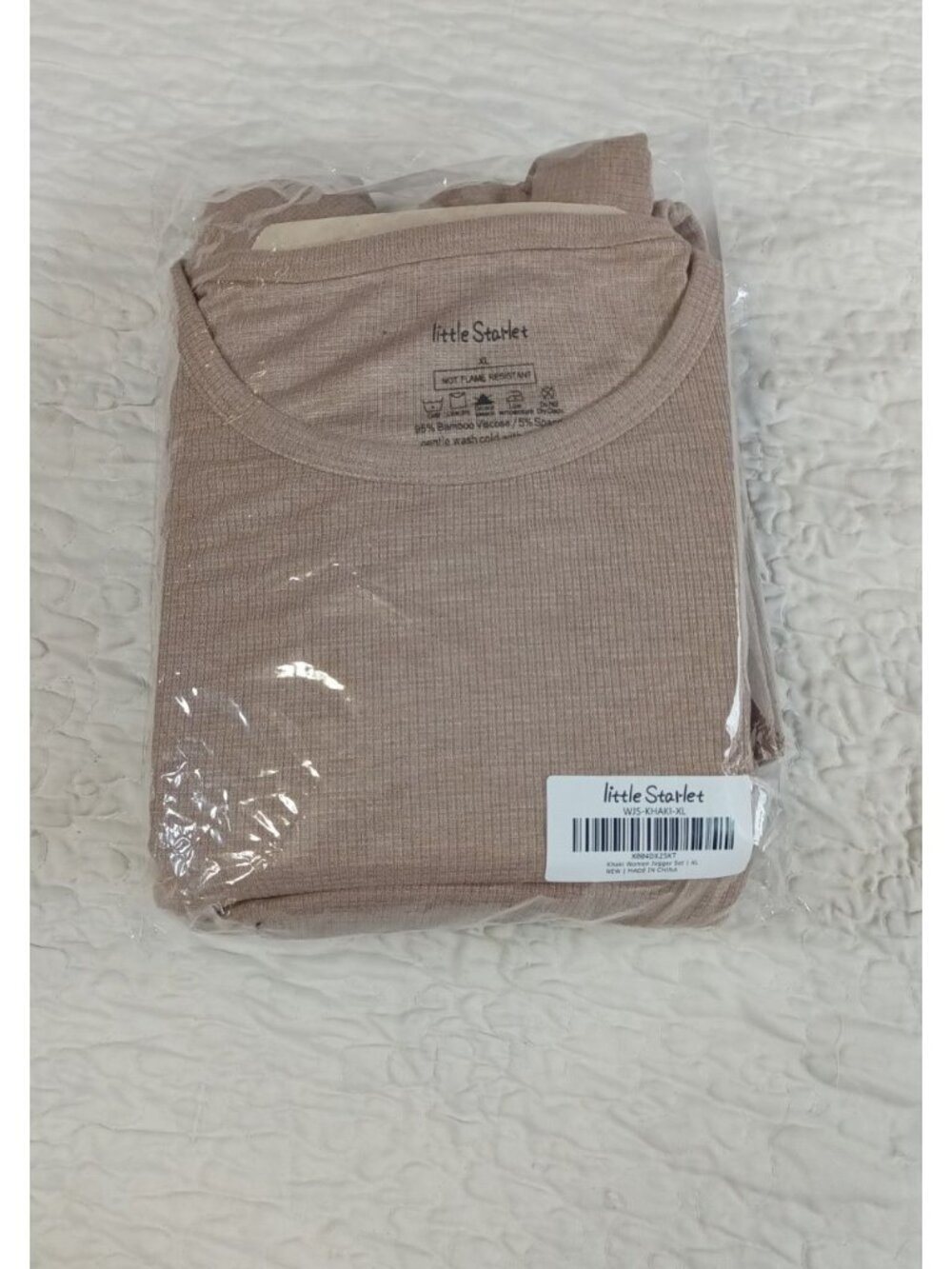 Little Starlet Women's Jogger Set Size XL Khaki 2 Piece Set Lounge Pajamas Long - Picture 13 of 13